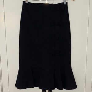Chic Black Pencil Skirt with Bow Details